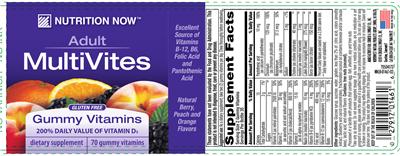 Photo of the Nutrition Now Adult MultiVites label
