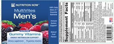 Photo of the Nutrition Now MultiVites Men's label