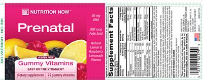 Photo of the Nutrition Now Prenatal label