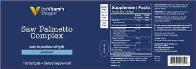 Photo of the The Vitamin Shoppe Saw Palmetto Complex label
