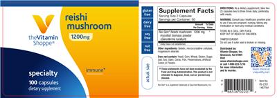 Photo of the The Vitamin Shoppe Reishi Mushroom 1200 mg label