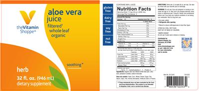 Photo of the The Vitamin Shoppe Aloe Vera Juice label