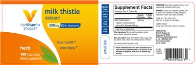 Photo of the The Vitamin Shoppe Milk Thistle Extract 300 mg label
