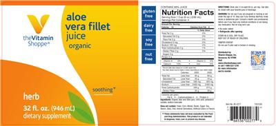 Photo of the The Vitamin Shoppe Aloe Vera Fillet Juice label