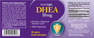 Photo of the Natrol DHEA 10 mg label