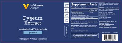 Photo of the The Vitamin Shoppe Pygeum Extract label