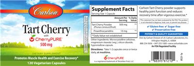 Photo of the Carlson Tart Cherry With CherryPURE 500 mg label