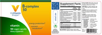 Photo of the The Vitamin Shoppe B-Complex 50 label
