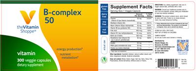 Photo of the The Vitamin Shoppe B-Complex 50 label