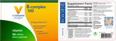 Photo of the The Vitamin Shoppe B-Complex 100 label