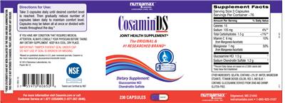 Photo of the Nutramax Laboratories Consumer Care Cosamin DS label