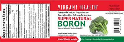 Photo of the Vibrant Health Super Natural Boron label