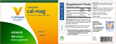 Photo of the The Vitamin Shoppe Chelated Cal-Mag label