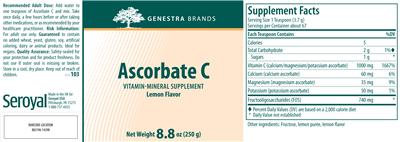 Photo of the Genestra Brands Ascorbate C Lemon Flavor label