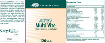 Photo of the Genestra Brands Active Multi Vite label