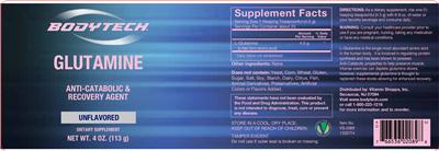 Photo of the BodyTech Glutamine Unflavored label