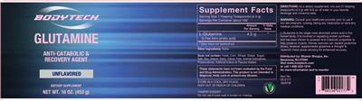 Photo of the BodyTech Glutamine Unflavored label