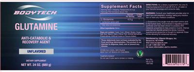 Photo of the BodyTech Glutamine Unflavored label