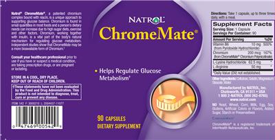 Photo of the Natrol ChromeMate label