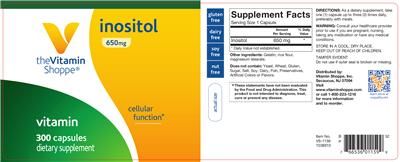 Photo of the The Vitamin Shoppe Inositol 650 mg label