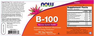 Photo of the NOW B-100 label