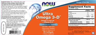 Photo of the NOW Ultra Omega 3-D label