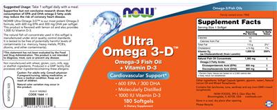 Photo of the NOW Ultra Omega 3-D label