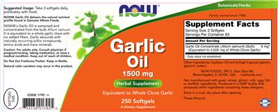 Photo of the NOW Garlic Oil 1500 mg label