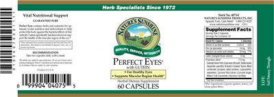 Photo of the Nature's Sunshine Perfect Eyes With Lutein label