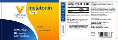 Photo of the The Vitamin Shoppe Melatonin 3 mg label