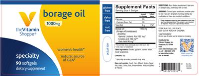 Photo of the The Vitamin Shoppe Borage Oil 1000 mg label