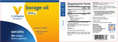 Photo of the The Vitamin Shoppe Borage Oil 1000 mg label