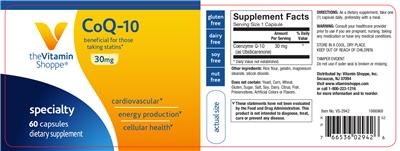 Photo of the The Vitamin Shoppe CoQ-10 30 mg label