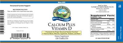 Photo of the Nature's Sunshine Calcium Plus Vitamin D label