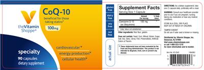 Photo of the The Vitamin Shoppe CoQ-10 100 mg label