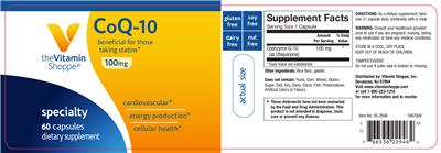 Photo of the The Vitamin Shoppe CoQ-10 100 mg label
