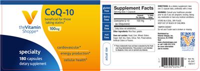 Photo of the The Vitamin Shoppe CoQ-10 100 mg label