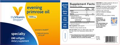Photo of the The Vitamin Shoppe Evening Primrose Oil 1300 mg label