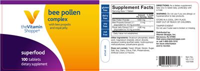 Photo of the The Vitamin Shoppe Bee Pollen Complex label