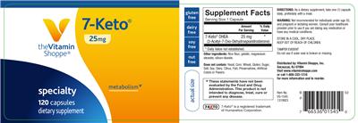 Photo of the The Vitamin Shoppe 7-Keto 25 mg label