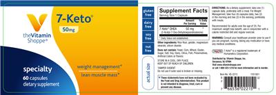 Photo of the The Vitamin Shoppe 7-Keto 50 mg label
