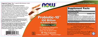 Photo of the NOW Probiotic-10 100 Billion label