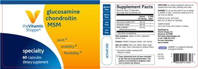 Photo of the The Vitamin Shoppe Glucosamine Chondroitin MSM label
