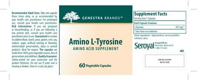 Photo of the Genestra Brands Amino L-Tyrosine label