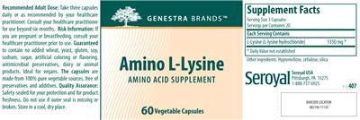 Photo of the Genestra Brands Amino L-Lysine label