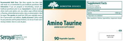 Photo of the Genestra Brands Amino Taurine label
