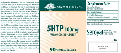 Photo of the Genestra Brands 5HTP 100 mg label