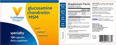 Photo of the The Vitamin Shoppe Glucosamine Chondroitin MSM label