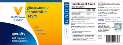 Photo of the The Vitamin Shoppe Glucosamine Chondroitin MSM label