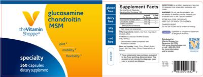 Photo of the The Vitamin Shoppe Glucosamine Chondroitin MSM label